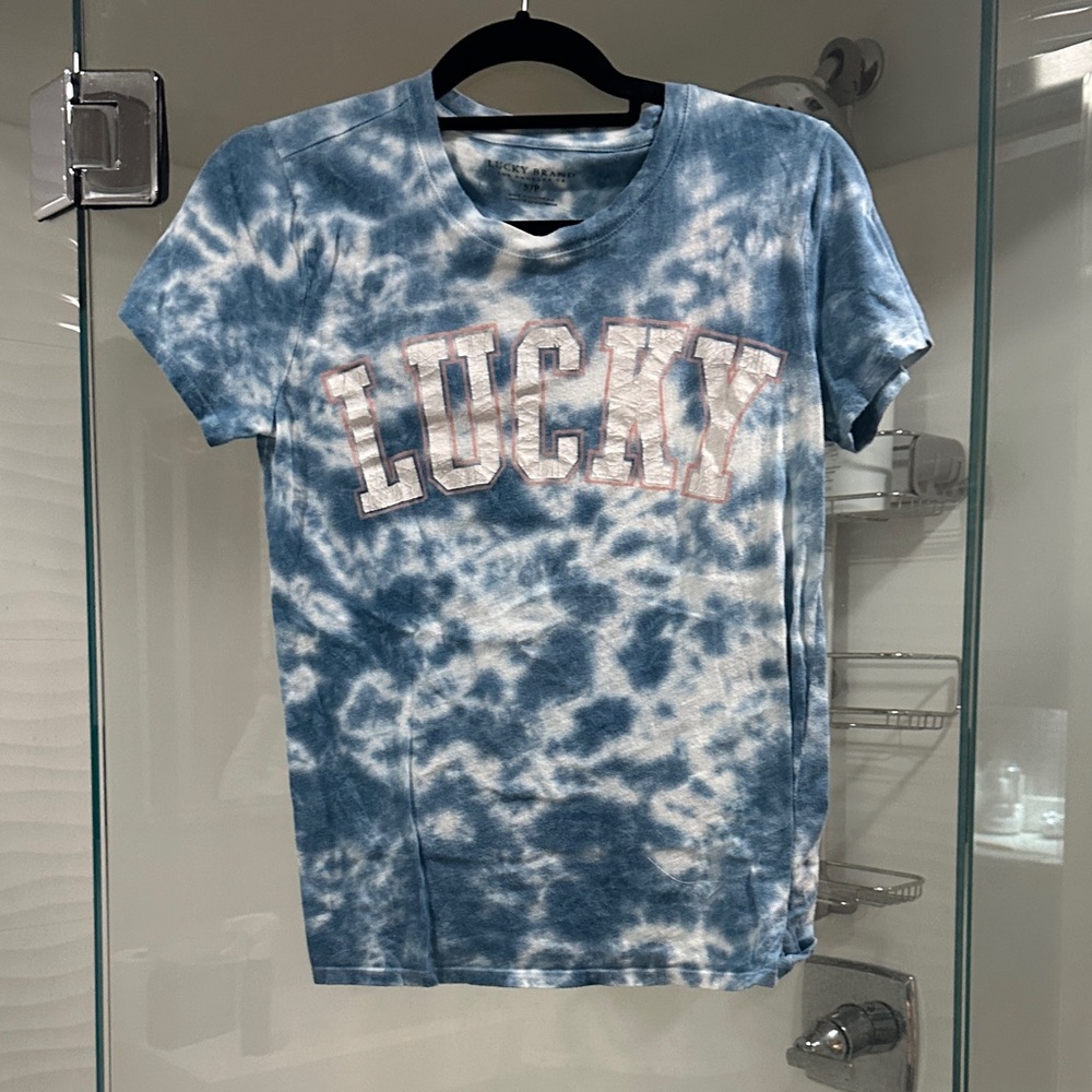 Lucky Brand Blue Tie-Dye Short Sleeve Tee